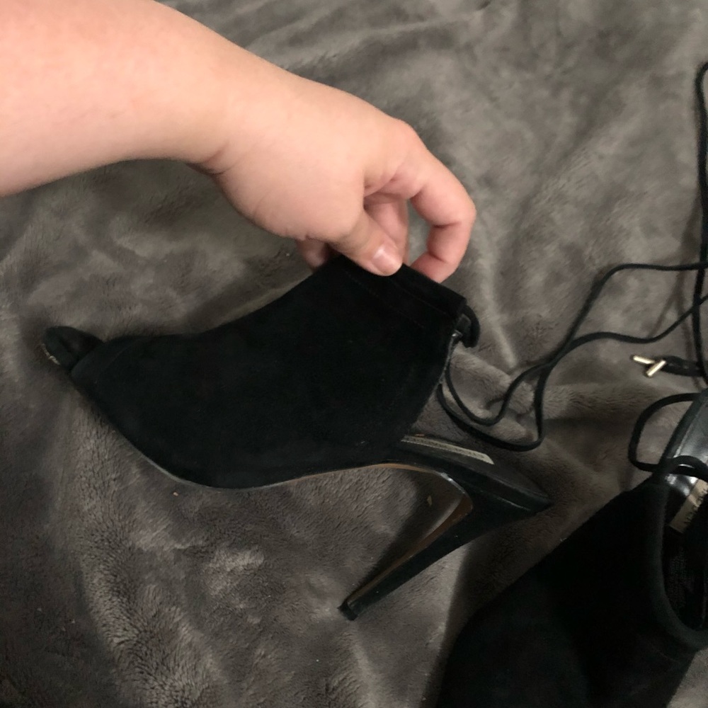 Black lace up heels